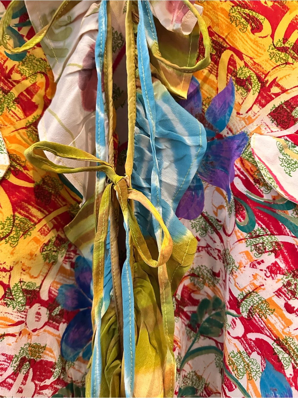 Kantha Bae Tie Dyed Crepe/Silk Ruffled Daisy Blouse Sz 00-22/24 NWOT - Picture 5 of 6